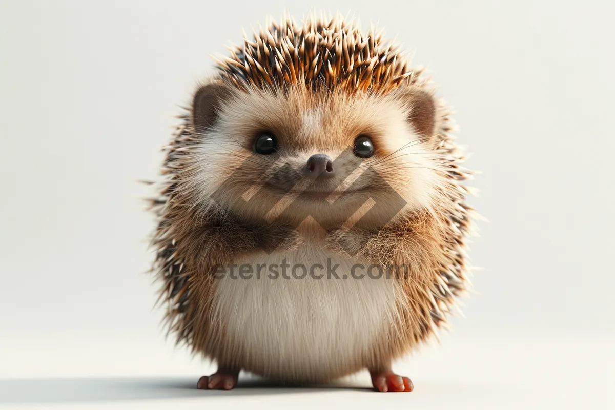 Picture of Cute Porcupine Posing in Autumn Studio Shot.