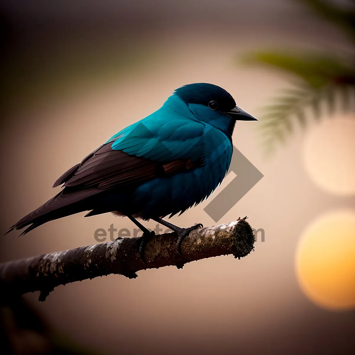 Picture of Indigo Bunting perched on tree branch