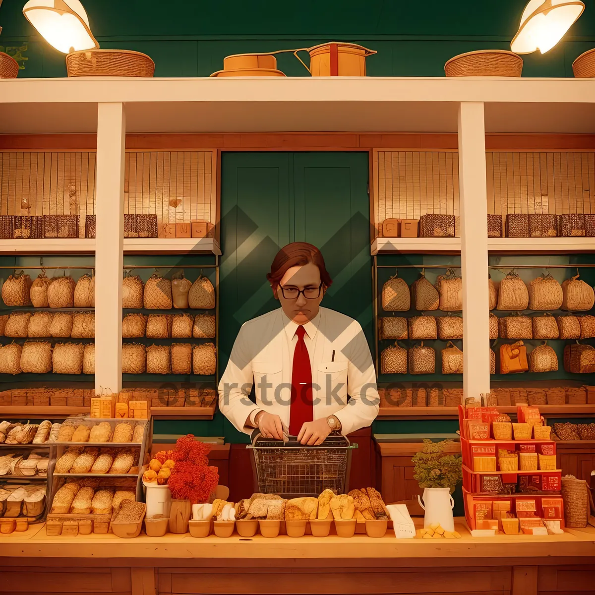 Picture of Smiling Customer at Grocery Store