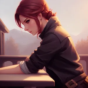 Smiling businesswoman working on laptop in office