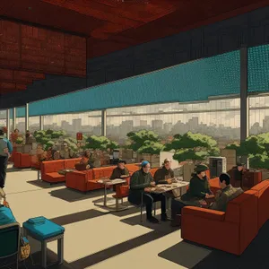 Modern Restaurant Interior with Wooden Furniture