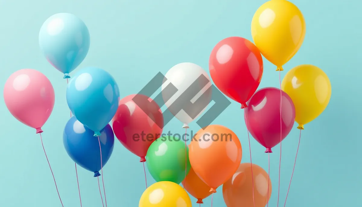 Picture of Festive balloon ribbon decoration for birthday party celebration.