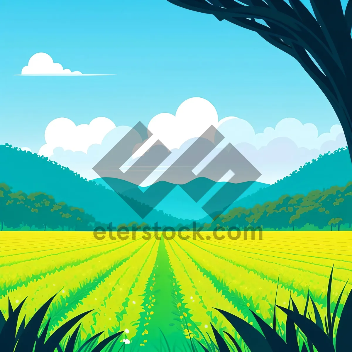 Picture of Vibrant Summer Sky Wallpaper: Artful Wave Patterns in Country Landscape