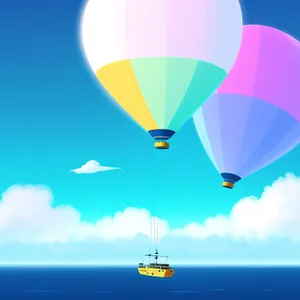 Colorful Balloon Soaring through Sky