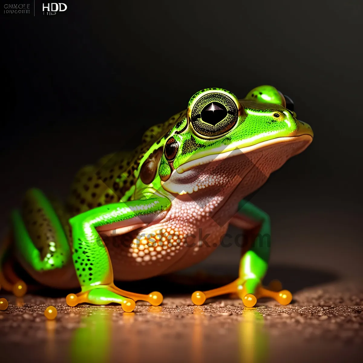 Picture of Bulging-eyed tree frog peeping through foliage