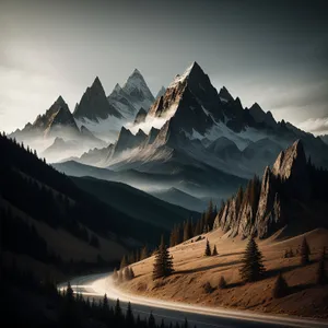 Majestic Mountain Peaks Embracing Winter Wonderland