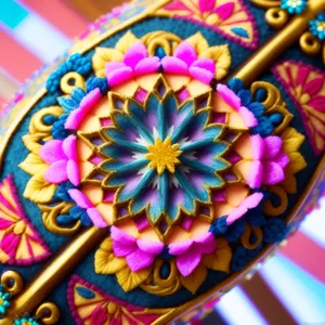 Colorful pinwheel design with modern art vibes.