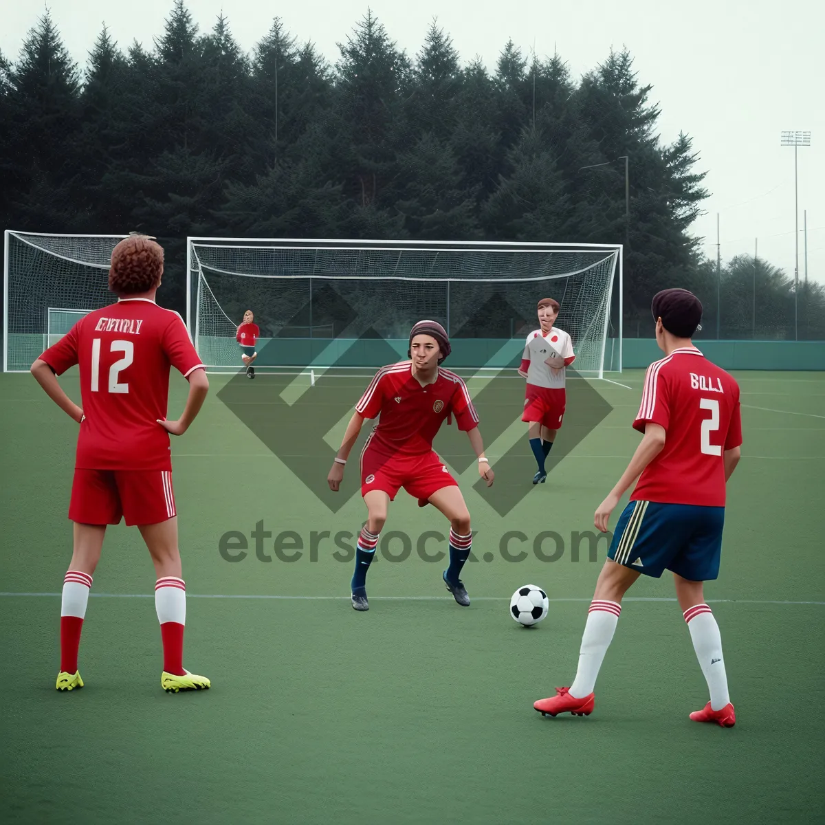 Picture of Soccer player training on grass field with ball