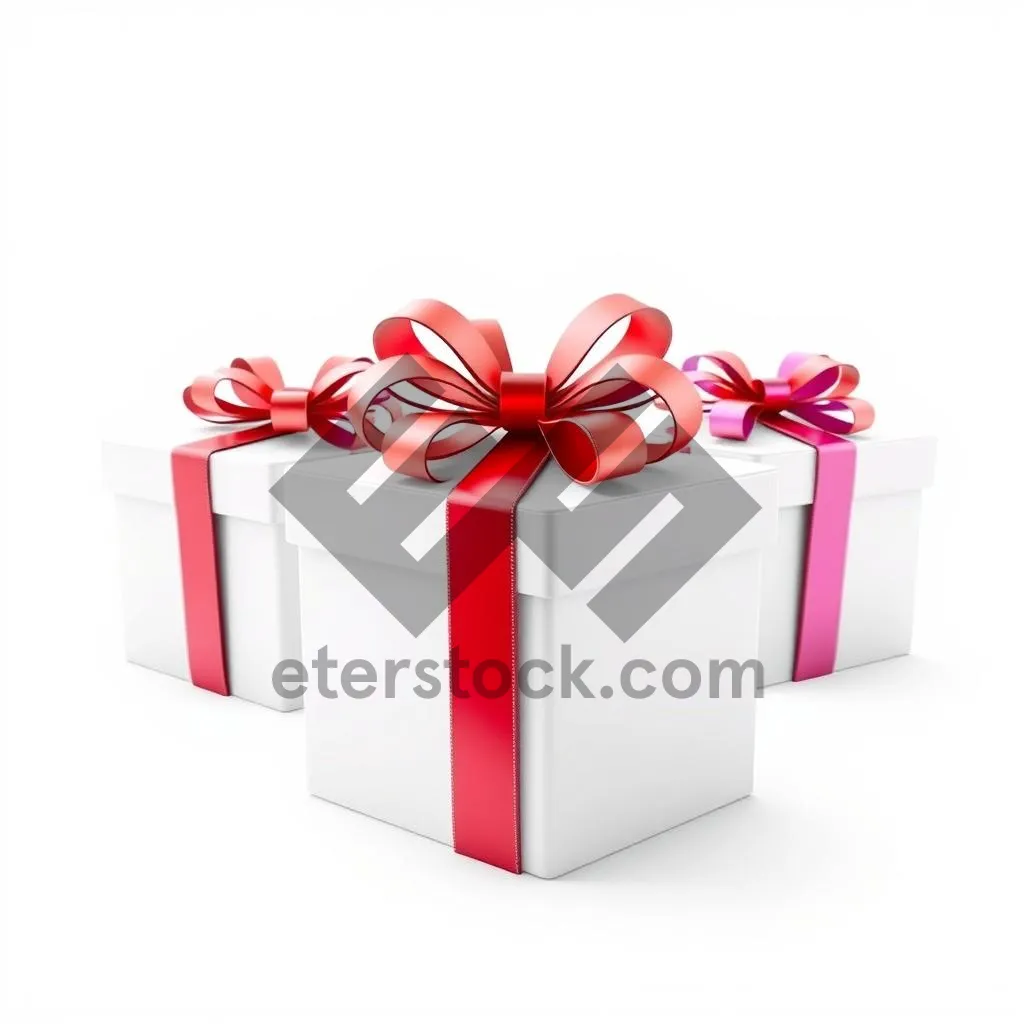 Picture of Festive gift box with love ribbon and bow.