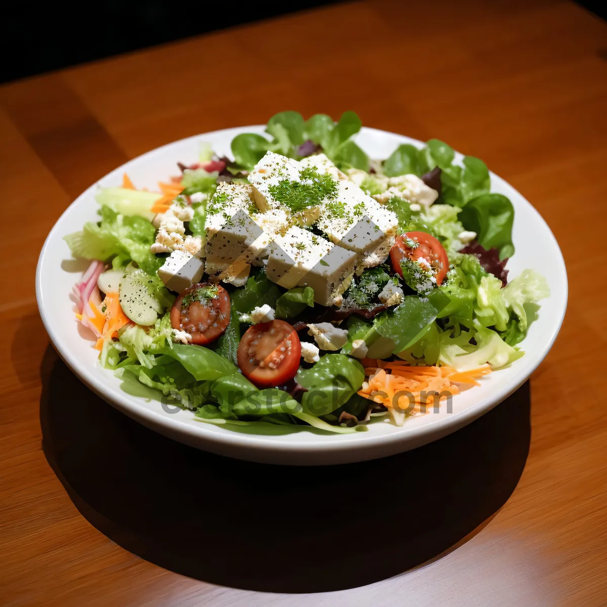 Picture of Delicious Vegetable Salad with Cheese and Tomatoes