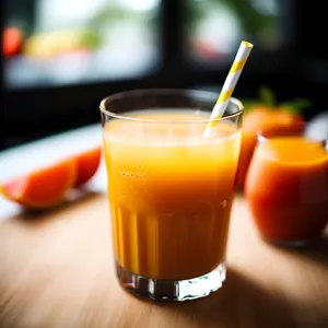 Fresh Orange Juice and Ice Drink in Glass Cup