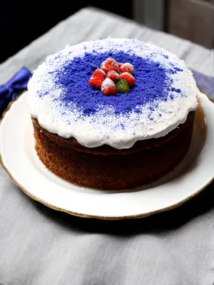 Delicious Fruit Cake with Cream and Chocolate Icing