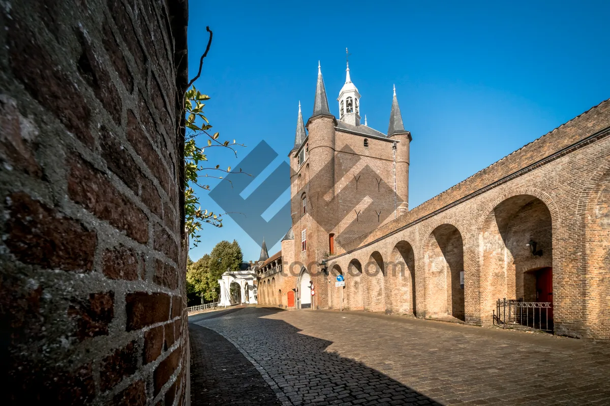 Picture of Historic church tower in ancient cityscape.