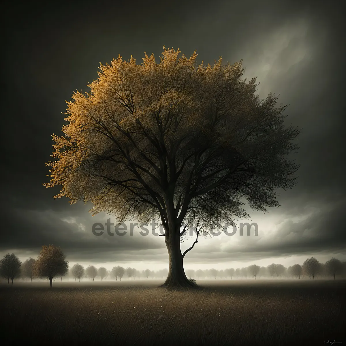 Picture of Sunset Silhouette in Rural Landscape