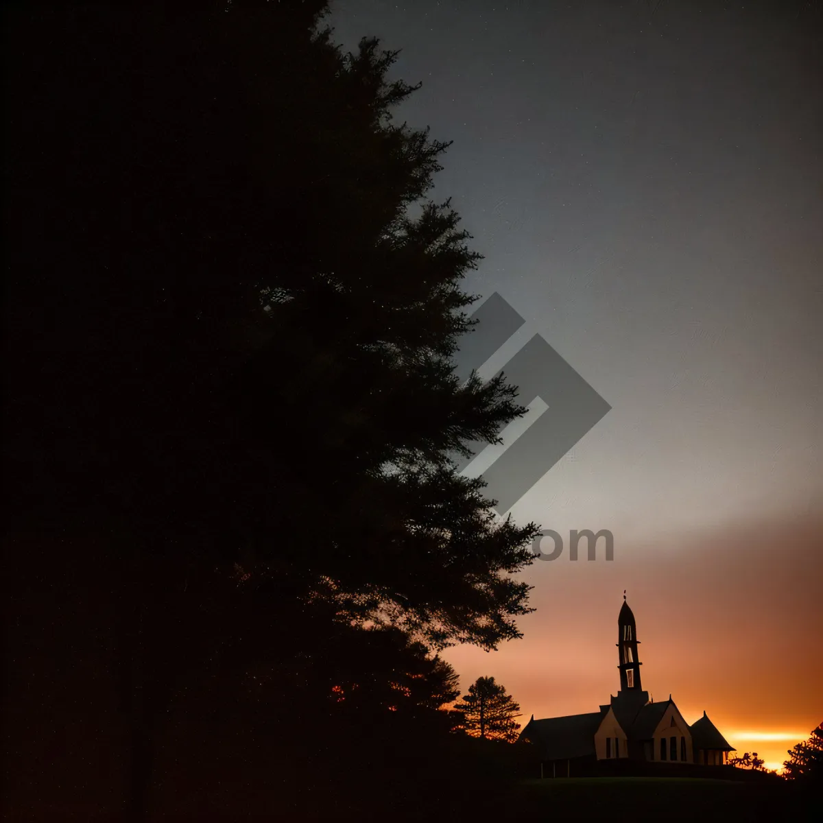 Picture of City silhouette under starry night sky