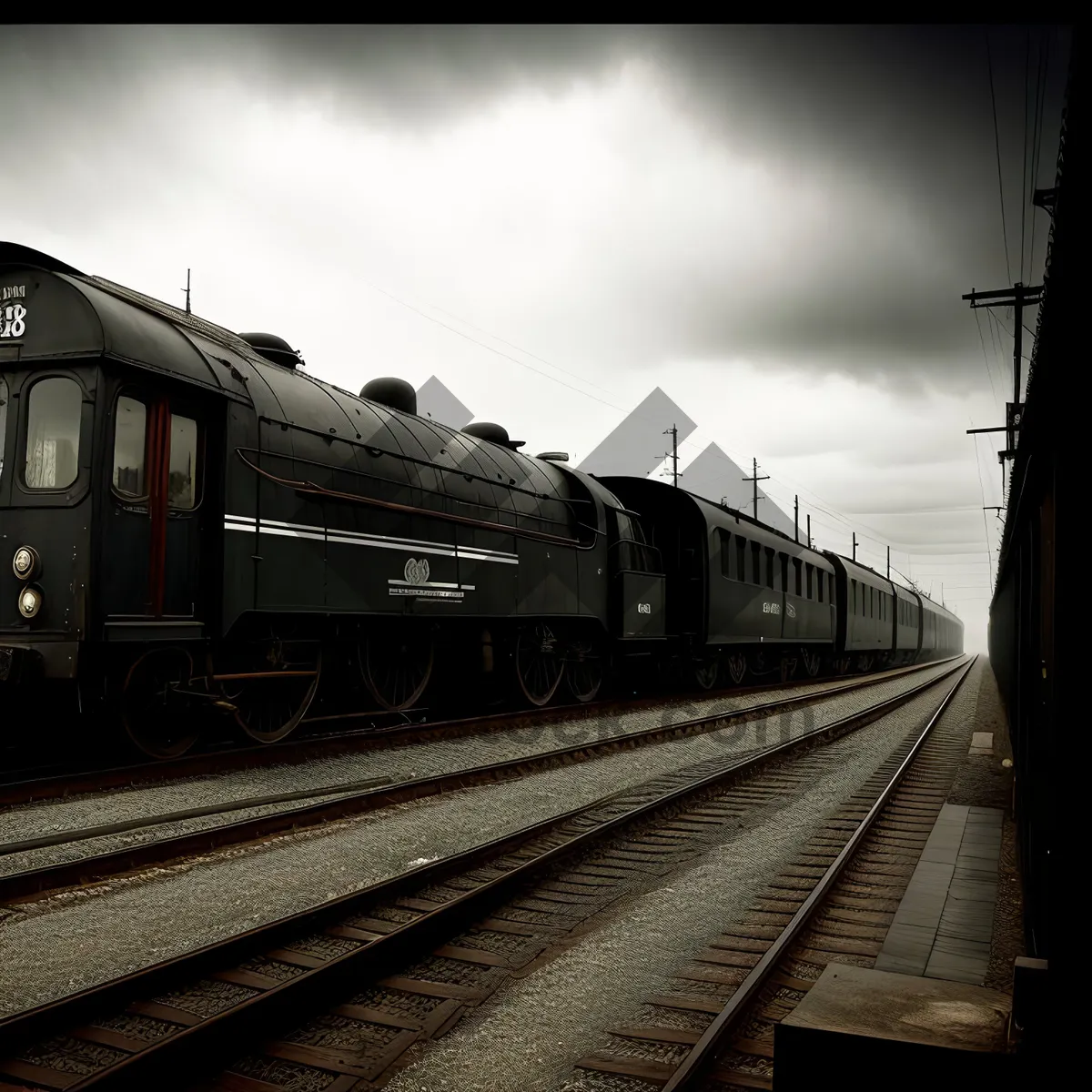 Picture of Vintage locomotive on railway tracks