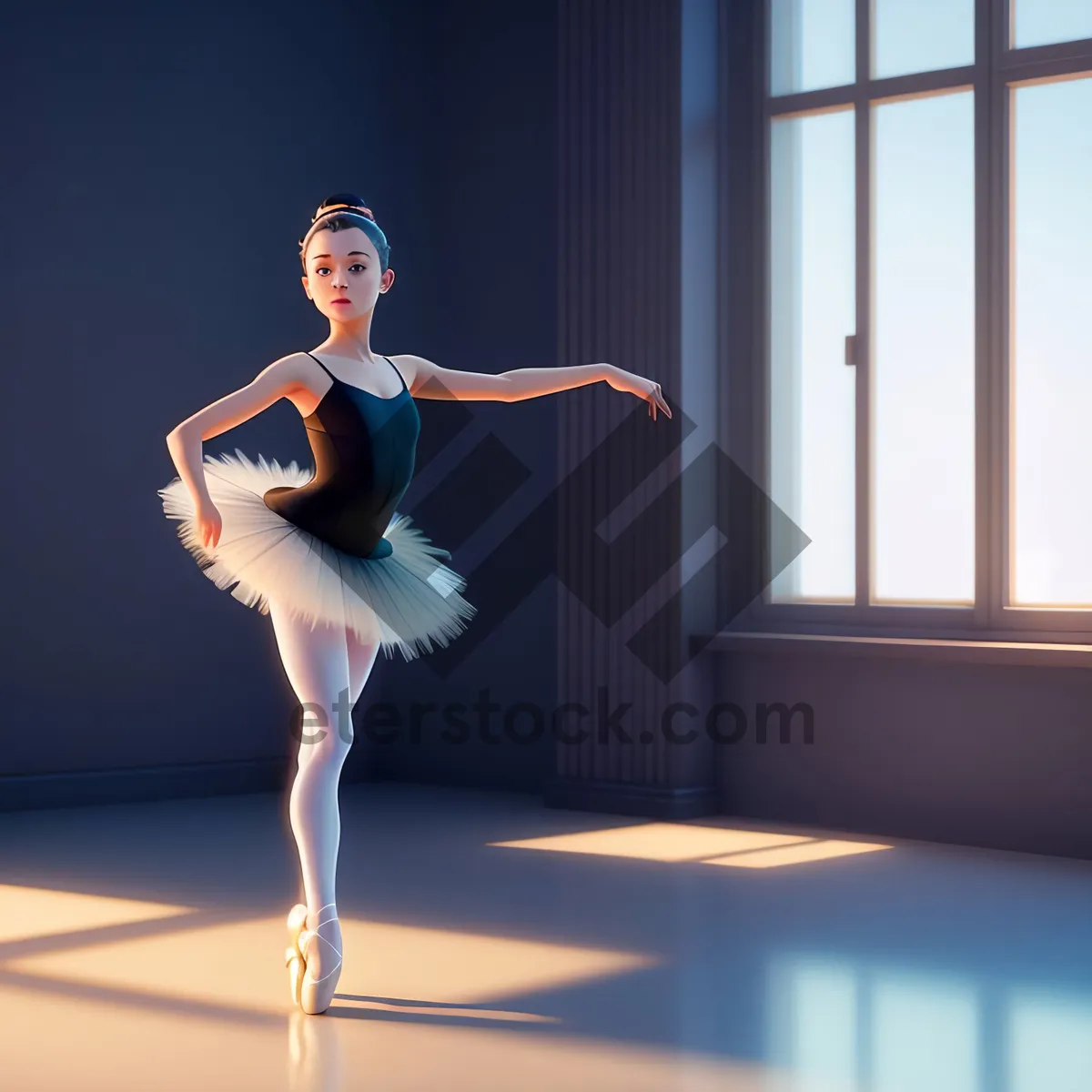 Picture of Graceful Ballerina in Mid-Air Ballet Jump