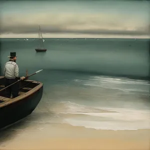Serene Sunset: Majestic Waterscape with Vessels