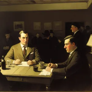 Happy professionals working together at office desk