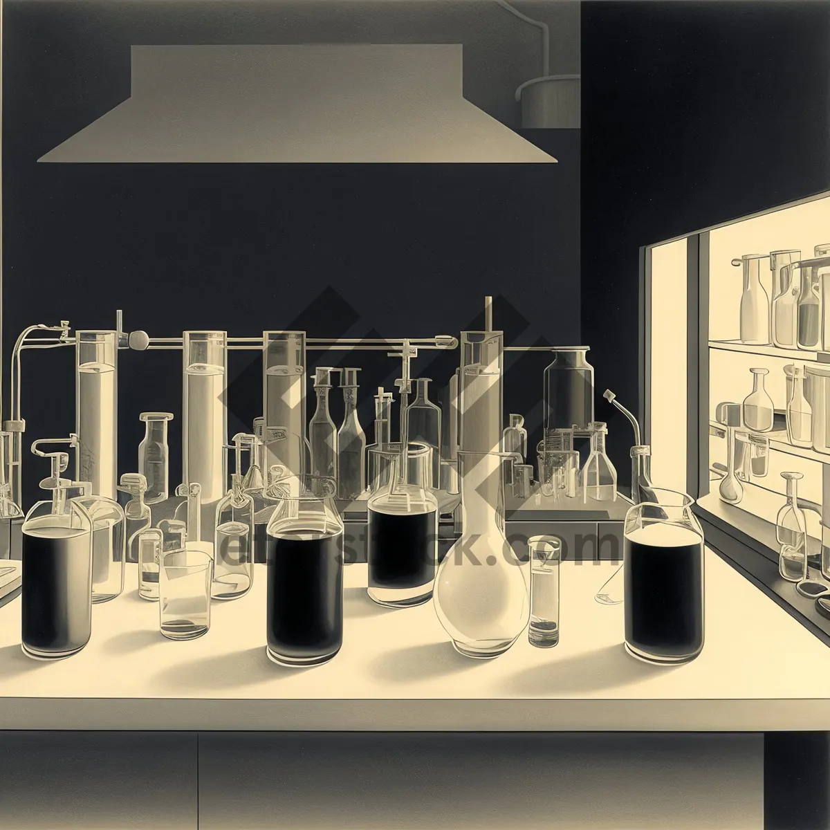 Picture of Scientific Glassware: Fluid Sample in Glass Beaker