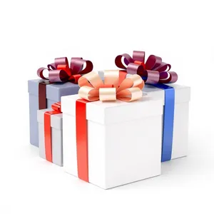 Festive gift box with bow and ribbon