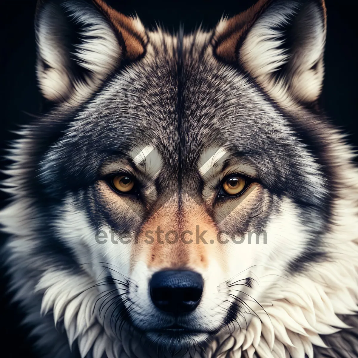 Picture of Majestic Timber Wolf with Piercing Cat-Like Eyes