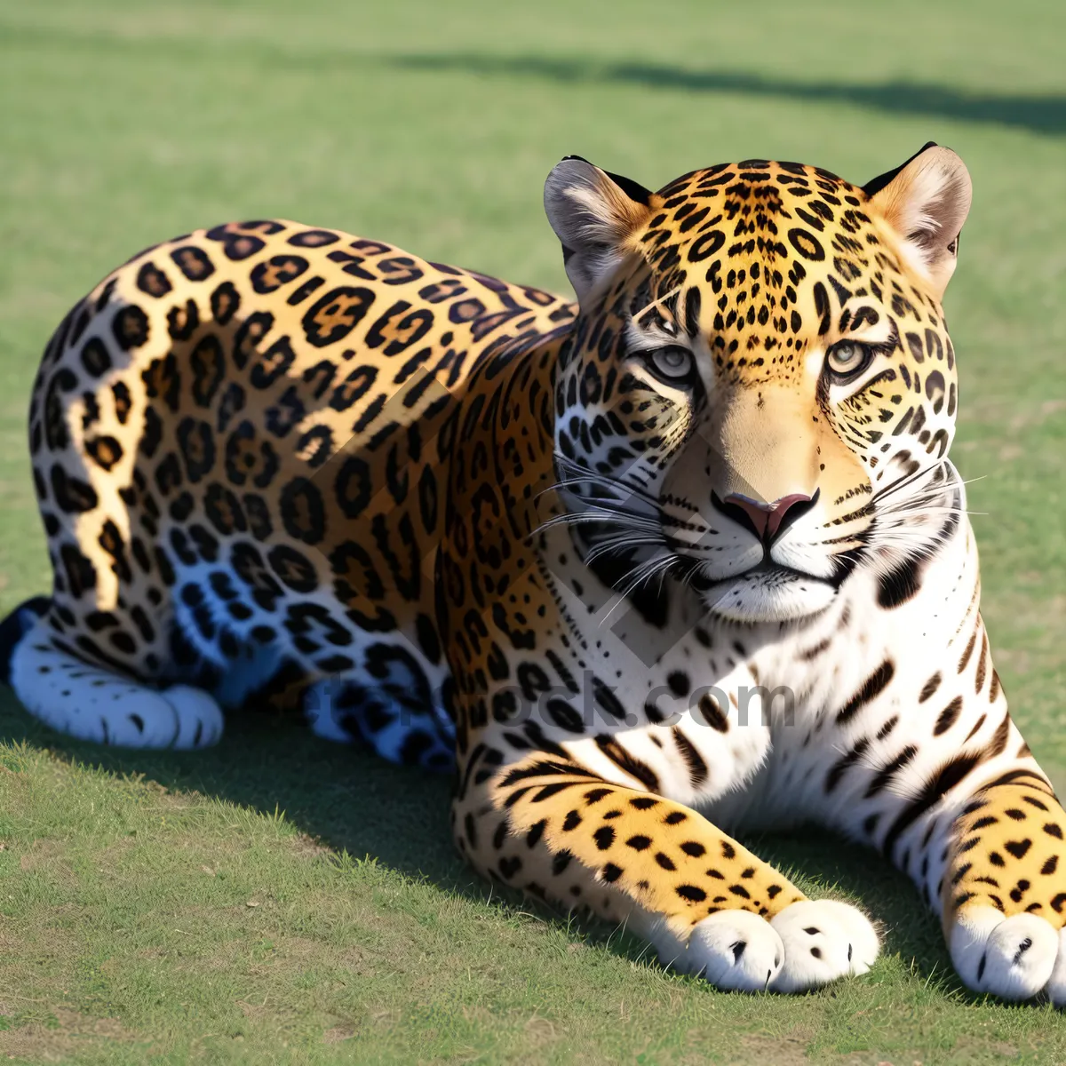 Picture of Fierce Striped Predator in the Grass: Panther