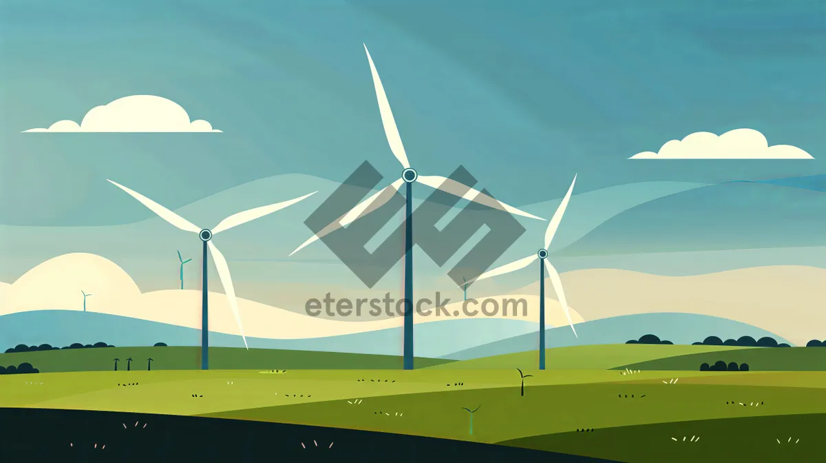 Picture of Wind turbine generating renewable energy in beautiful landscape