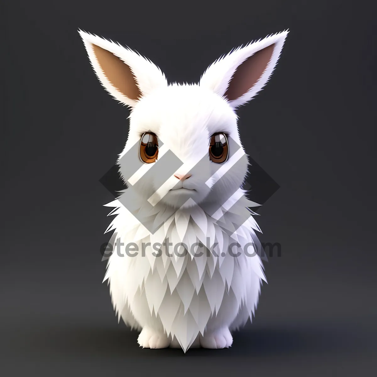 Picture of Furry Bunny with Fluffy Ears - Cute Pet in a Studio Portrait