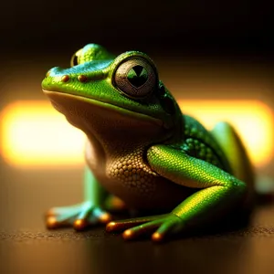 Vivid-eyed Tree Frog Peeping Through Leaf