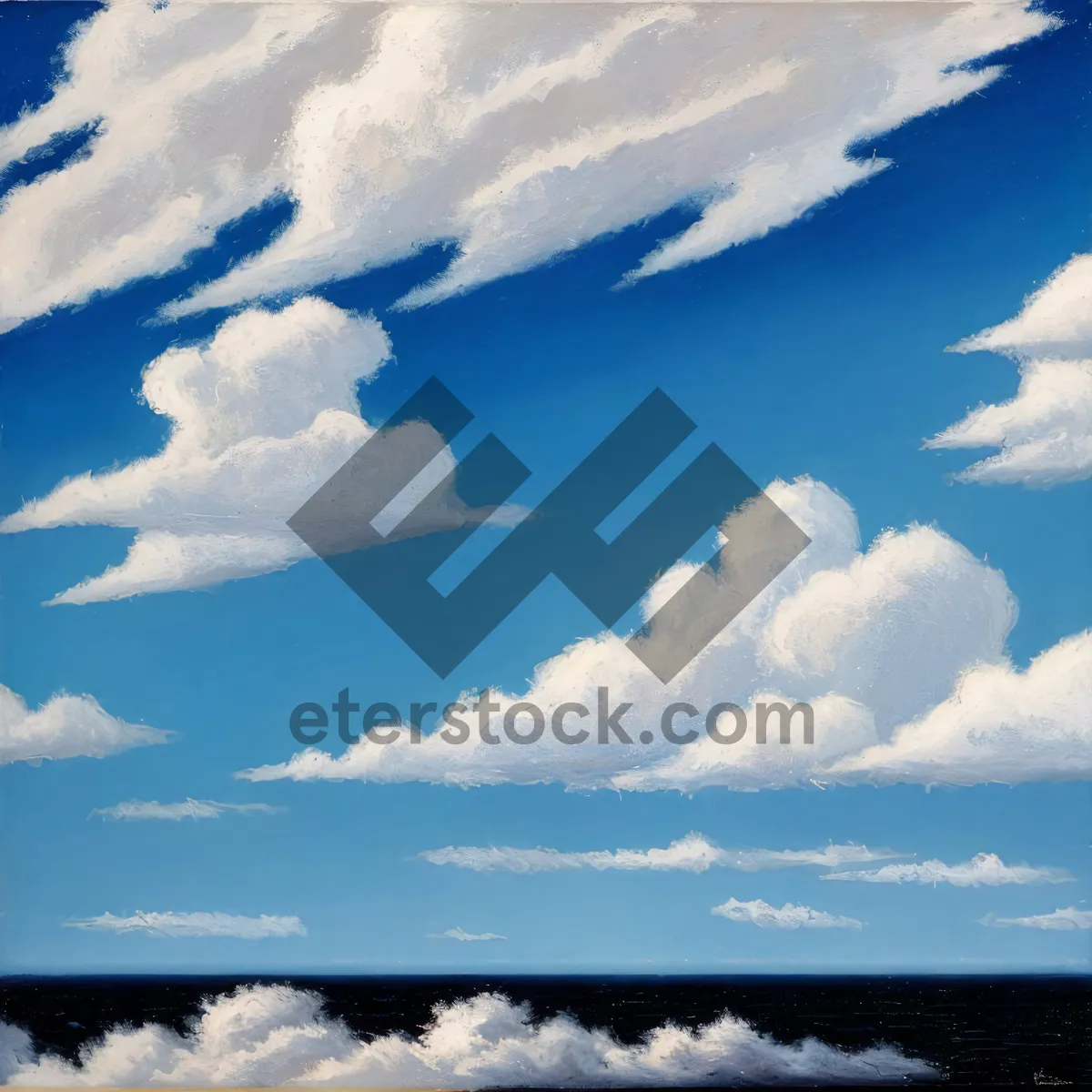 Picture of Vibrant Sky with Fluffy Clouds and Bright Sun