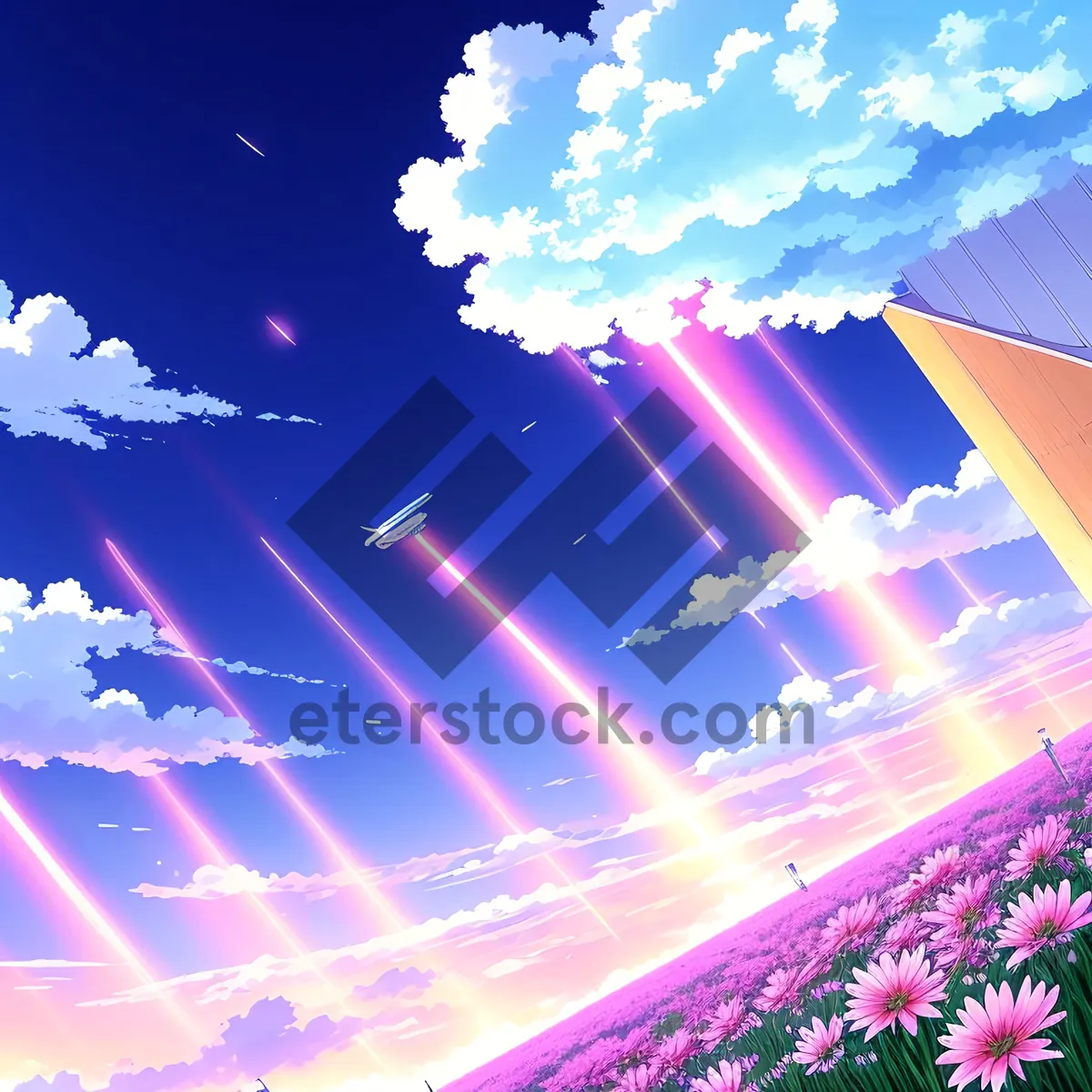 Picture of Futuristic Space Graphic with Laser Glow and Vibrant Colors