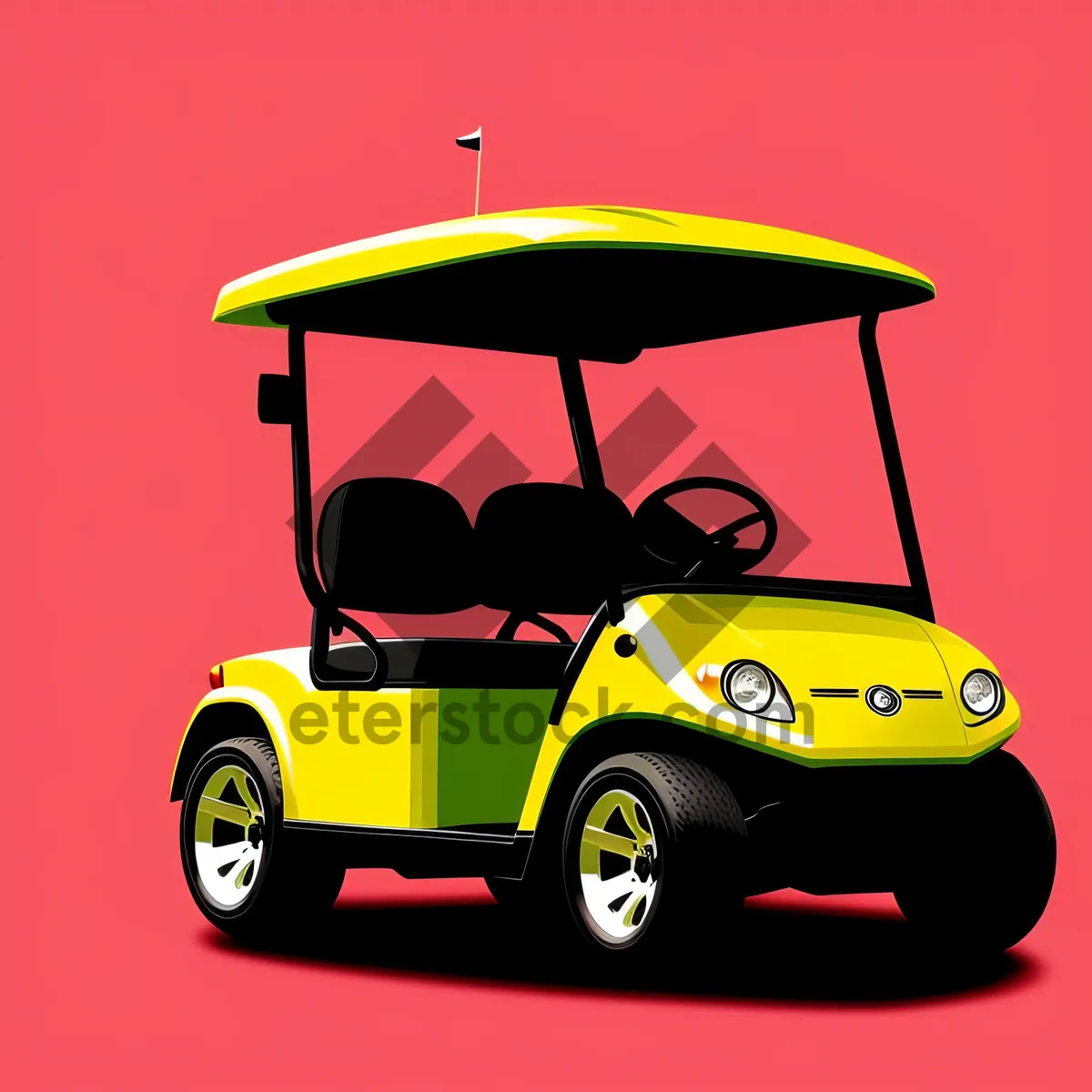 Picture of Golfer driving golf cart on course