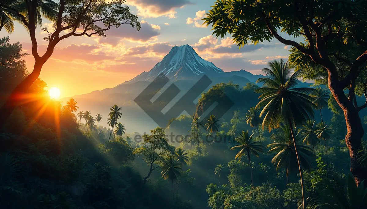 Picture of Tropical island sunset beach paradise vacation destination.