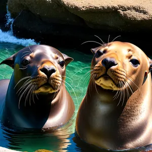 Playful Sea Lion basking by the shore