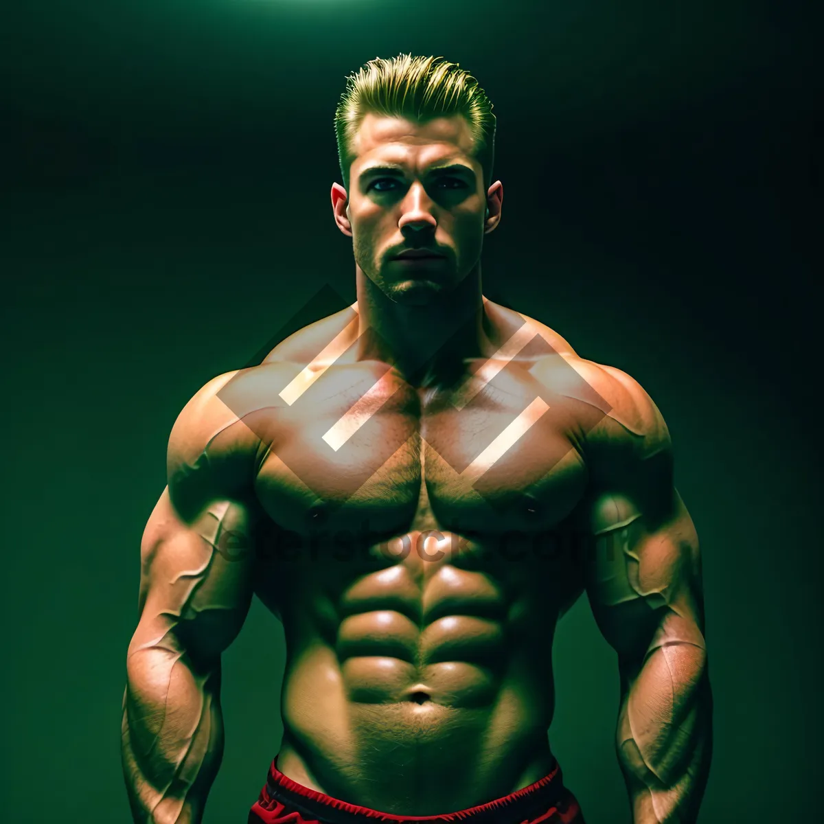 Picture of Male Bodybuilder Wearing Medical Face Mask