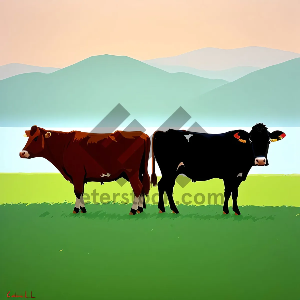 Picture of Serene Countryside Horizon with Grazing Livestock