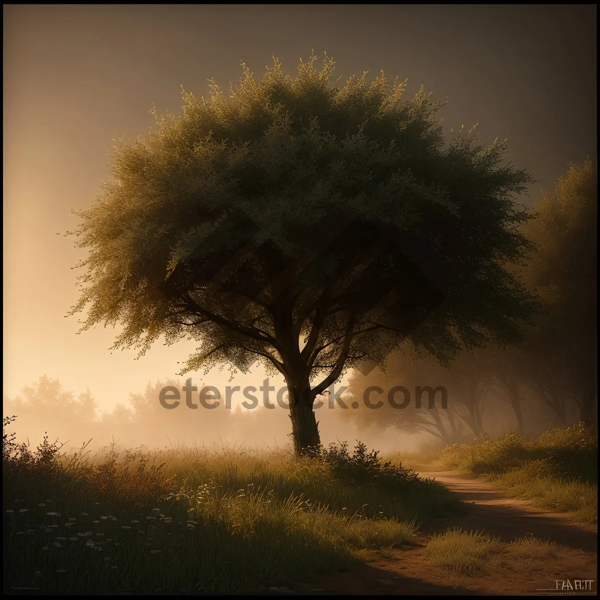 Picture of Majestic Sunset over Tranquil Landscape