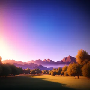 Serenity at Sunset: Majestic Mountain Landscape