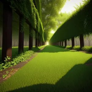 Serene Forest Pathway Under Summer's Sunlight