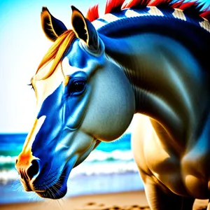 Carousel Stallion: Majestic Mechanical Ride of Joyful Art