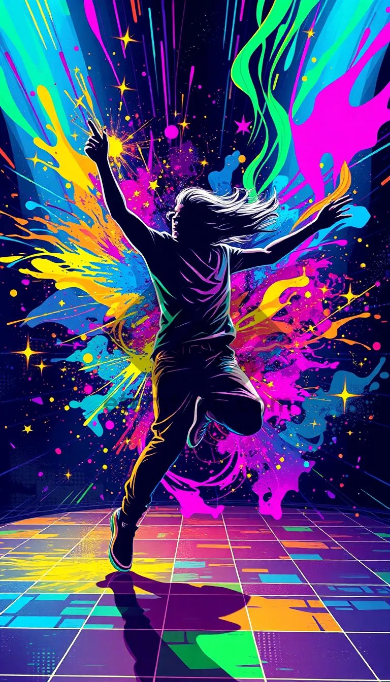 Picture of Colorful Dance Fantasy DJ Graphic Shapes Wallpaper