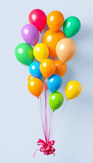 Colorful birthday party balloons in orange and yellow