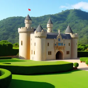 Medieval Castle Overlooking Historic City.