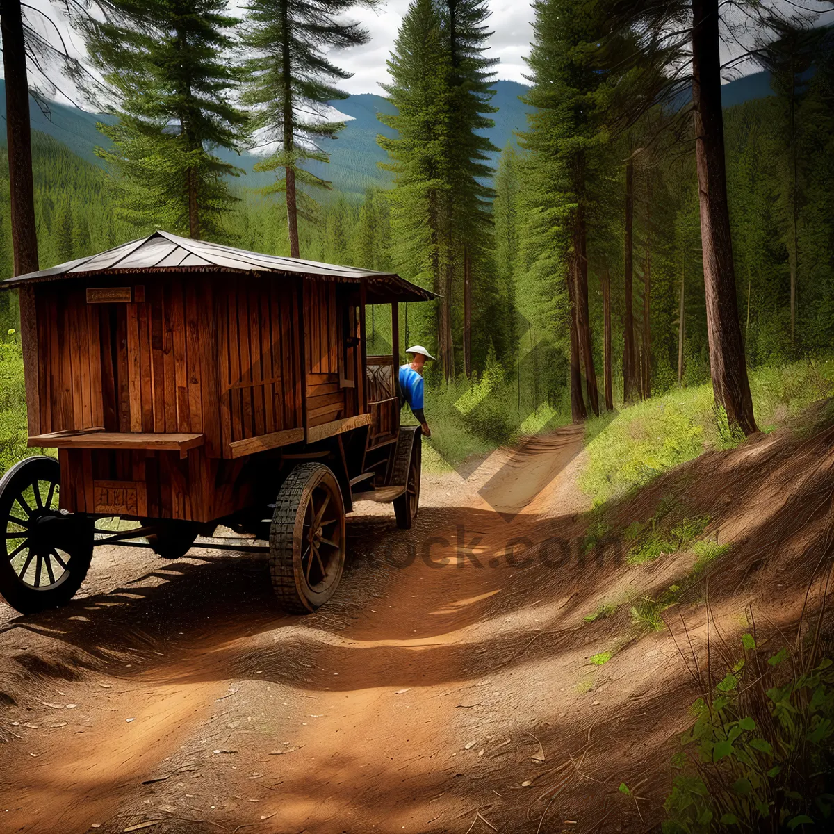 Picture of Vintage Farm Truck on Rural Road