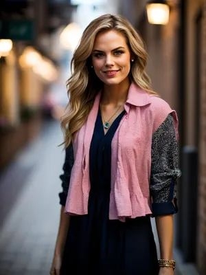 Stylish Smiling Businesswoman with Attractive Hair