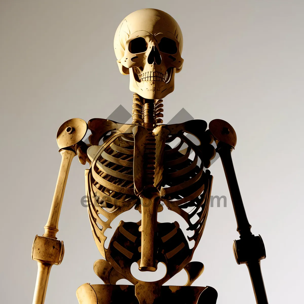 Picture of Cartoon Human Figure Skull Skeleton Anatomy Biology Medical Bones Spine