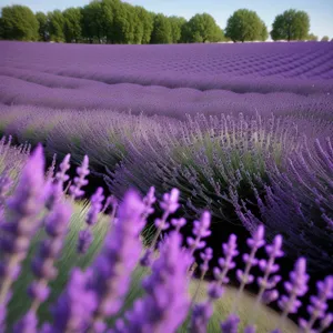 Lavender Shrub in Rural Field: Fragrant Purple Flowers