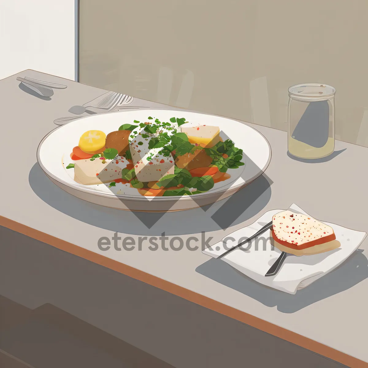 Picture of Gourmet vegetable salad dish for healthy lunch at restaurant