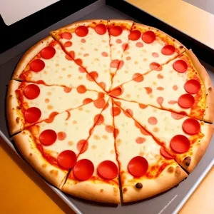Delicious Pizza on Tray with Cheese and Pepperoni